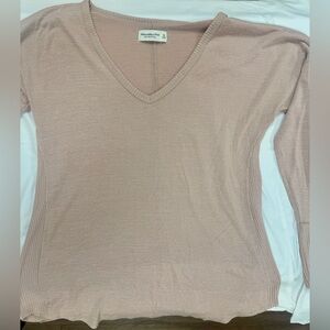 Abercrombie & Fitch Soft V-Neck long sleeve pink top.
